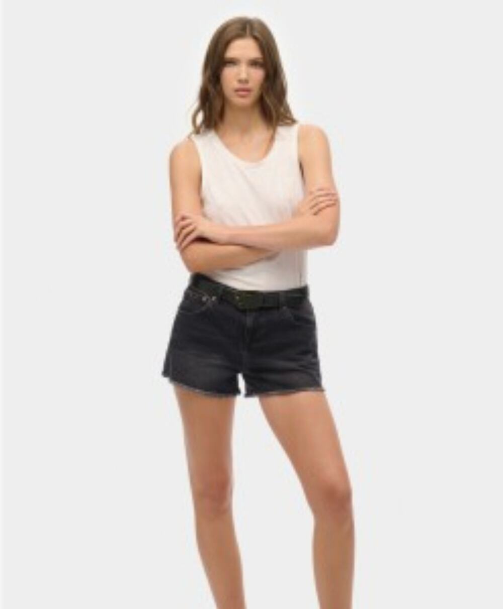 SuperDry Vintage Frayed Wash Denim Hot Pants Eliza Cut Off Denim Shorts Size 27
